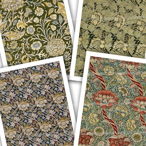William Morris Printable Download Textile Wallpaper Art Nouveau Prints Patterns Designs Poster Clipart Decoupage Background Set of 4 973