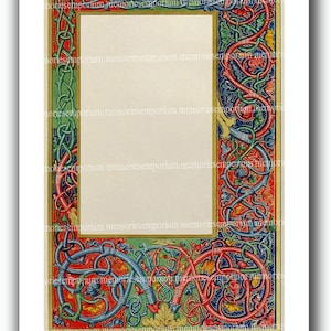 Renaissance Florentine Stationery for Illuminated Wedding Invitations Christening Parties Letters Medieval Digital Paper Printable DIY 769