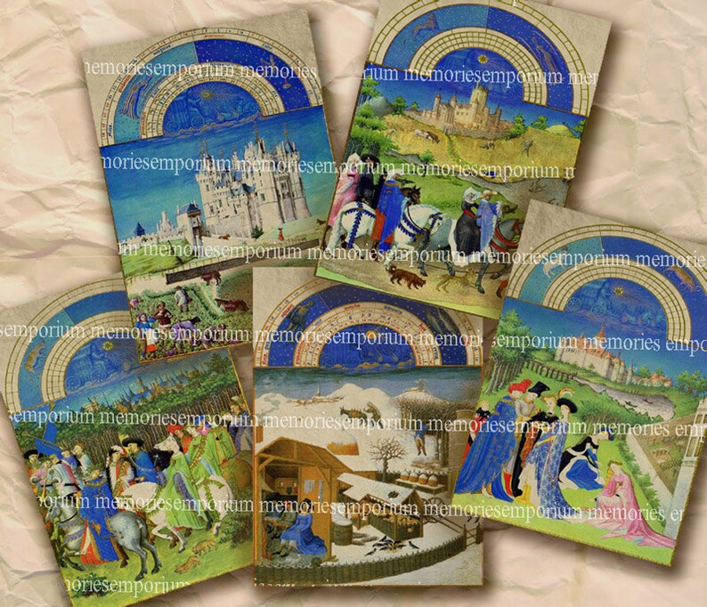 Illuminated Medieval Calendar Pages ACEO ATC Star Zodiac Signs Etsy