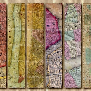 Vieille rue de New York cartes signets cadeau Tag fonds livre marques amoureux Collage numérique imprimable Shabby Chic Instant Télécharger fiche 224