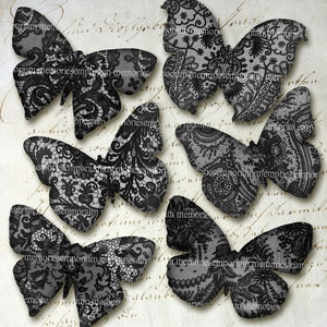 Black Lace Schmetterlinge Silhouetten Decoupage schwarz und weiß Schmetterling Formen diy Sie Druck digitale Collage Blatt Instant Download 240 Bild 1