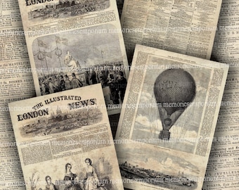 Newspapers Background Papers Illustrated London News Newsprint Download Antique Advertisements Old Shabby Chic Decoupage Download Print 433