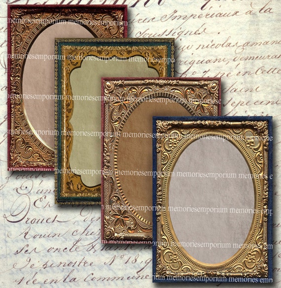 Antique Photo Frames Atc Aceo 2 5 X 3 5 Inch Decoupage Etsy