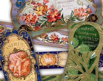 Utskrivbar nedladdning Skönhetstvåletikett Fransk jugendomslag Antik Savon Direkt Digitalt ark Gammalt vintagepapper Decoupage Clipart 957