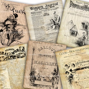Old American Newspapers, Printable Paper Pack, Monthly Weekly US Magazine Downloads Journaling Scrapbooking Grunge Background Papers B25