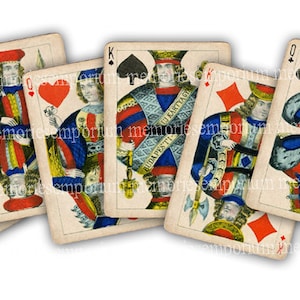 Jugando tarjetas digital papel Clipart Juegos antiguos Tarjetas Reales Shabby Chic Decoupage Blues Collage Hoja imprimible Descargar 727