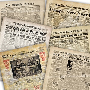 Printable Paper Pack, Vintage American Newspapers, Old US Newspaper Downloads for Journaling Scrapbooking Grunge Background Papers B23