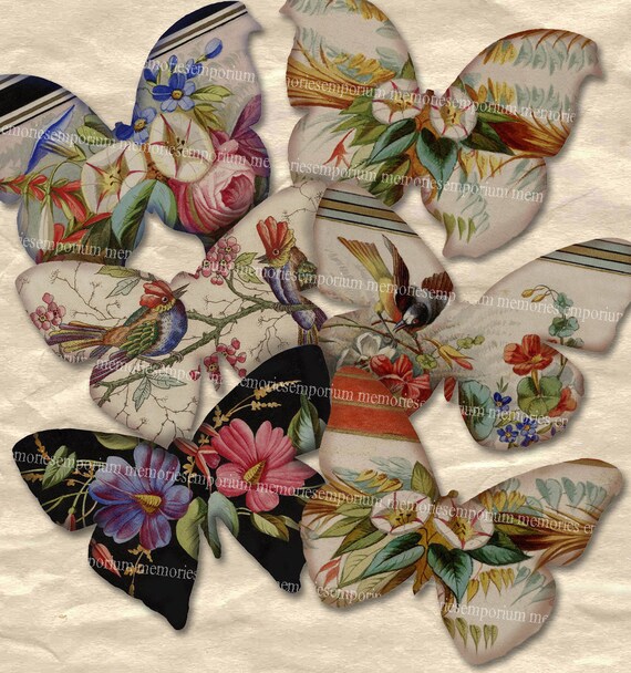Teacup Butterflies Butterfly Decoupage Digital Collage Sheet Etsy