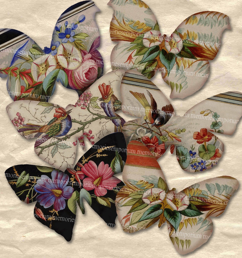 Teacup Butterflies Butterfly Decoupage Digital Collage Sheet Etsy