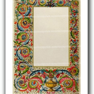 Florentine Renaissance Stationery Illuminated Page for Wedding Invitations Christening Parties Menus Medieval Digital Paper Download DIY 767