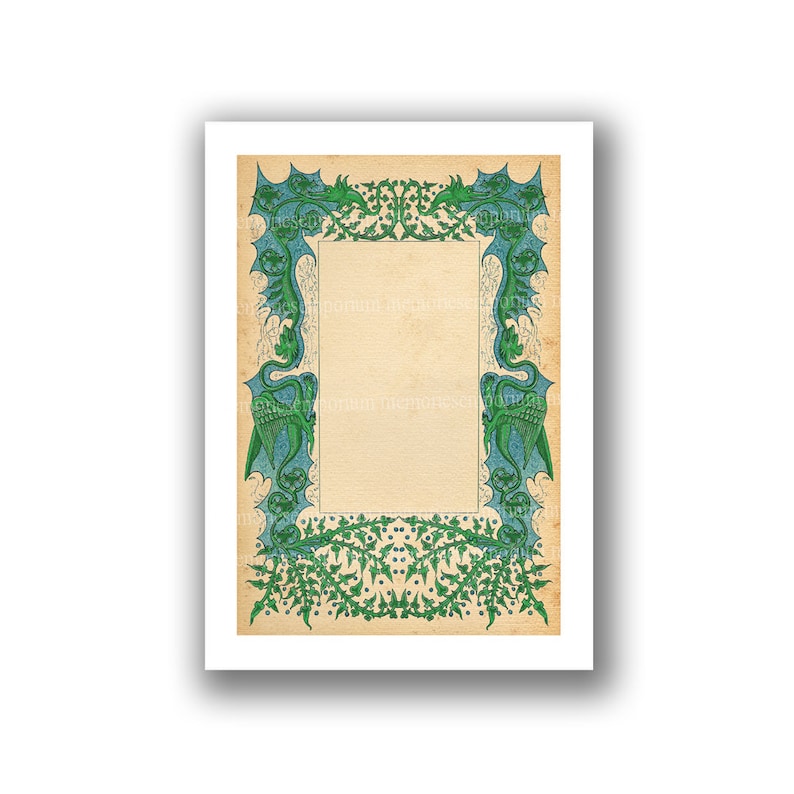Dragon Printable Download Illuminated Manuscript Florentine - Etsy