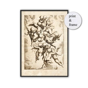 Cherubs Puttis Cupids Angels Printable Download Renaissance Print and Frame Antique Engraving Collage Sheet Clipart Wall Art A72