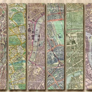 Old London Street Maps Lesezeichen Parks Fluss Tag Hintergründe Shabby Chic Lesezeichen druckbare digitale Collage Blatt 220