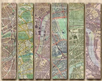 Old London Street Maps Bookmarks Parks River Tag Backgrounds Shabby Chic Book Marks Printable Digital Collage Sheet 220