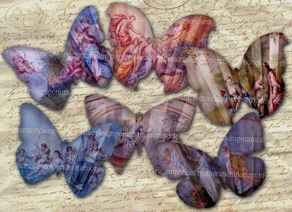 Shabby Chic Francese Farfalla Forme Ventilatore Antico Etsy