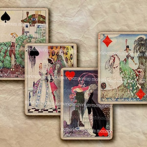Art Deco Jugando Tarjetas Decoupage ATC ACEO Juegos de Tarjetas Twenties 20s 1920s Imprimible Digital Collage Hoja InstantDownload 277