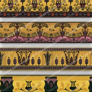 Georgian Regency Antique Grecian Borders for Decoupage Frames Edging Dado Strips Digital Paper Printable Download Decorative Wallpaper 698