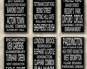 London Train Stations Black and White Destination Rolls Signs Decoupage Scrapbooking Bookmarks Book Marks Digital Collage Sheet Download 228