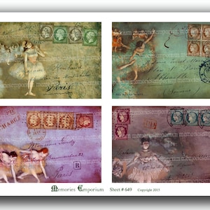 Postales francesas de ballet, estilo shabby chic, París, danza, teatro, tutú, bailarina, tutú, decoupage, bailarina, papel digital imprimible, collage, hoja 649