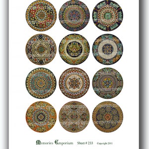 Old China Plates Two Inch Circles Antique Patterns Decoupage Compacts Buttons Magnets Mirrors Digital Collage Sheet Printable Download 233 image 2