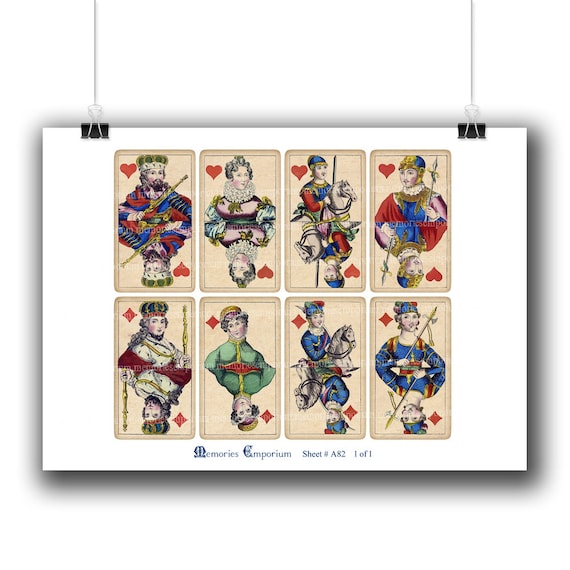 Playing Cards Royals Antique Printable Download Part Deck 19th