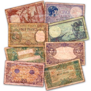 Digital Printable Download Old French Banknotes Altered Money Antique Images Journaling Scrapbook Junk Journal Ephemera Decoupage