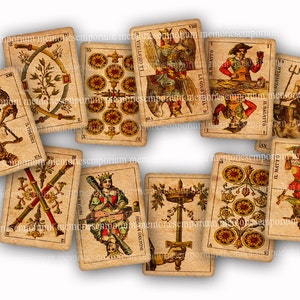 Tarocchi Instant Scarica Carte Antiquarie Collage Clipart Vecchio Carta Shabby Chic Mystic Tasca Telling Carta Lettura DiY Decoupage 594