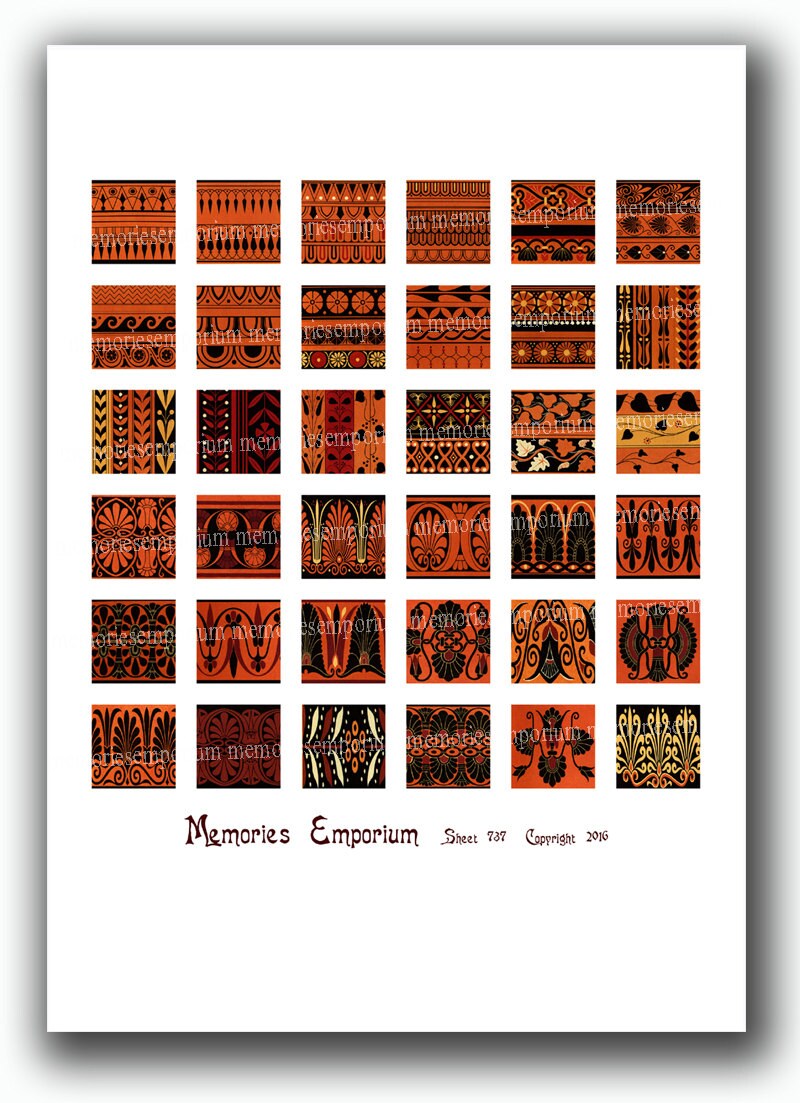 Ancient Greece Clipart Greek Digital Paper Designs Patterns Ochre Black ...
