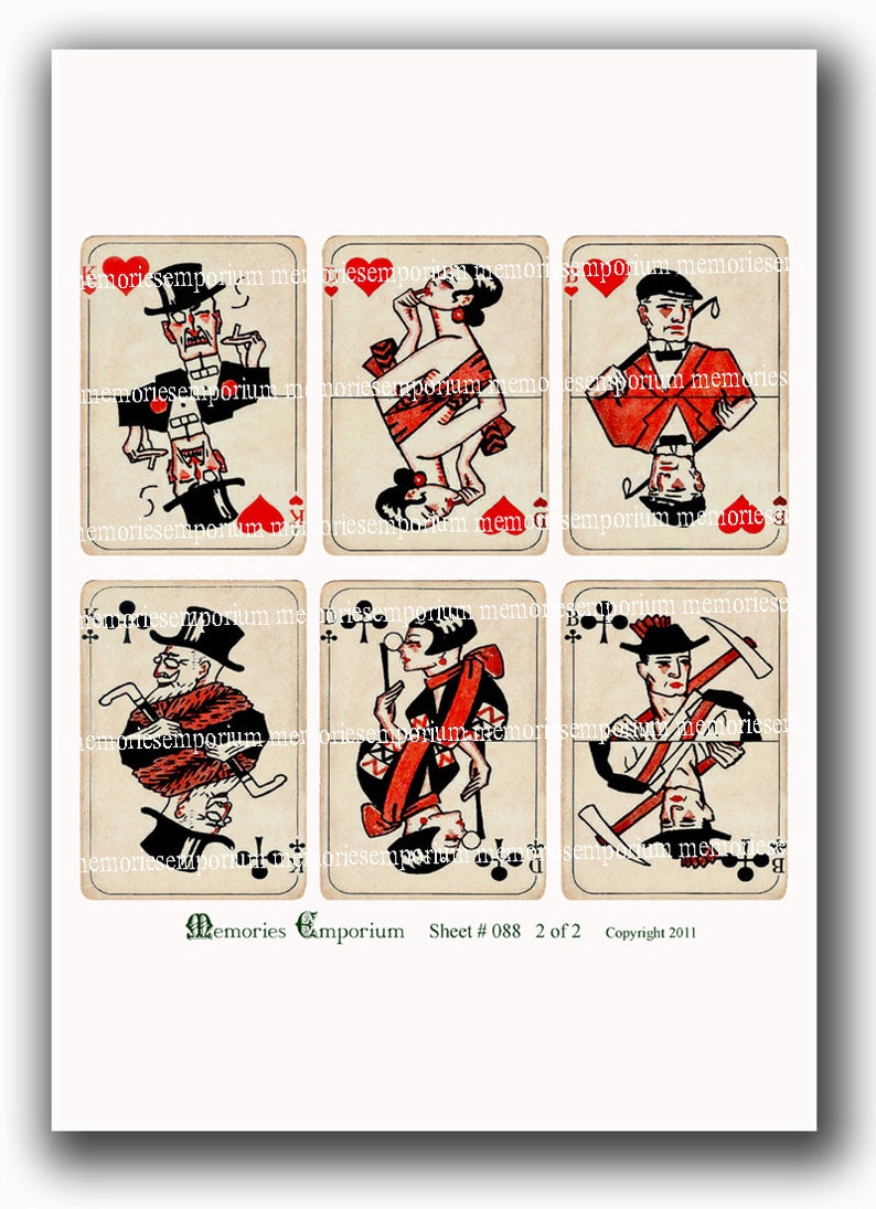 Art Deco Playing Cards ATC ACEO Card Games Twenties 20s 1920s Digital Collage Sheet Instant Download 088 image 2