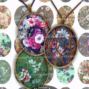 Victorian Floral Ovals 30 x 40mm for Cabochon Pendant Bezel Jewelry Magnet Digital Collage Sheet Printable Instant Download 134