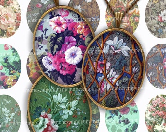 Victorian Floral Ovals 30 x 40mm for Cabochon Pendant Bezel Jewelry Magnet Digital Collage Sheet Printable Instant Download 134