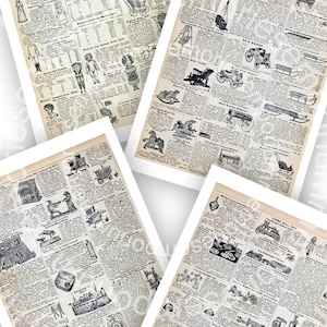 Printable Download Vintage Toy Clipart Catalog Pages Decoupage Journals Doll Childrens Games Ad Black and White Digital Collage Sheets 852