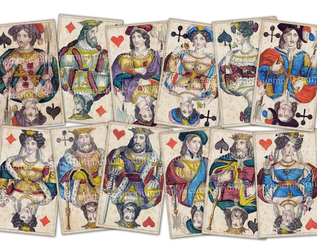 Antique Playing Cards Incomplete Deck All Royals German Kings Queens ...