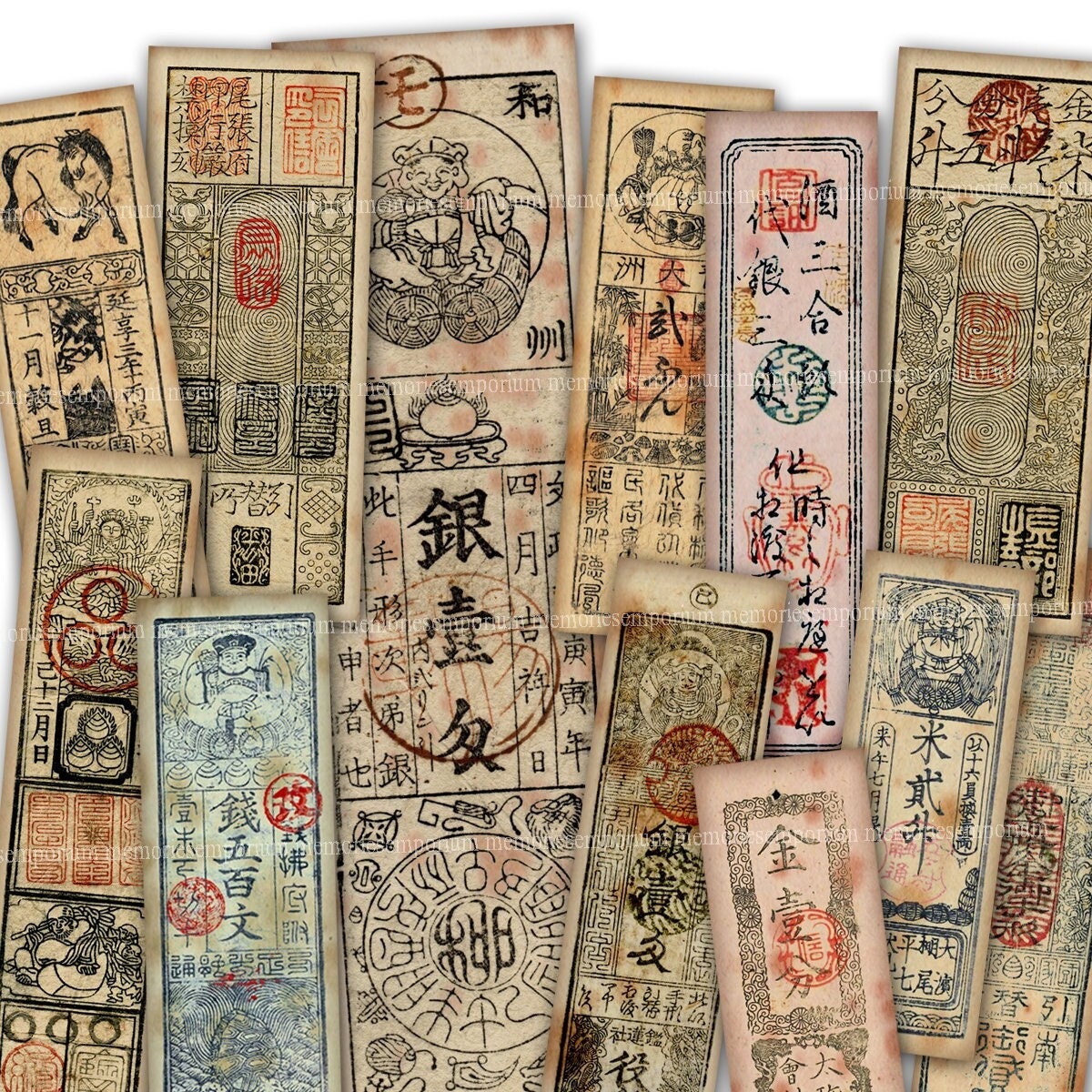 Antique Japanese Money Papers Printable Download Old
