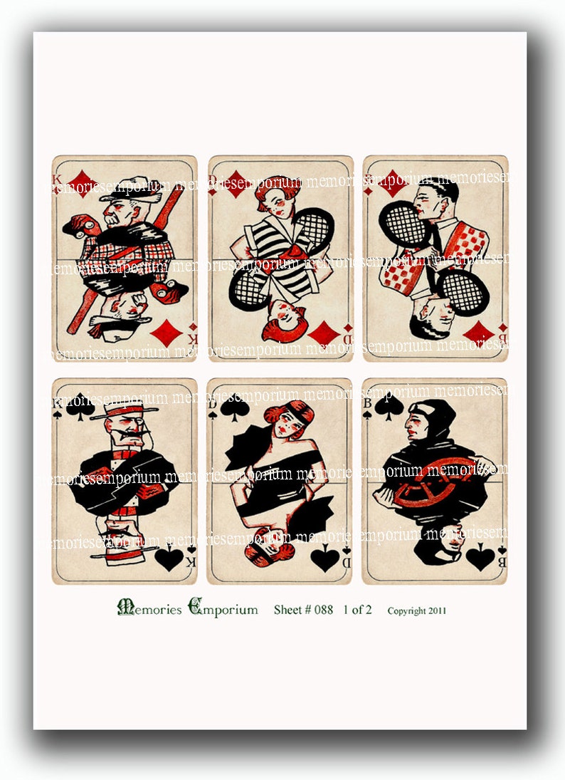 Art Deco Playing Cards ATC ACEO Card Games Twenties 20s 1920s Digital Collage Sheet Instant Download 088 image 3