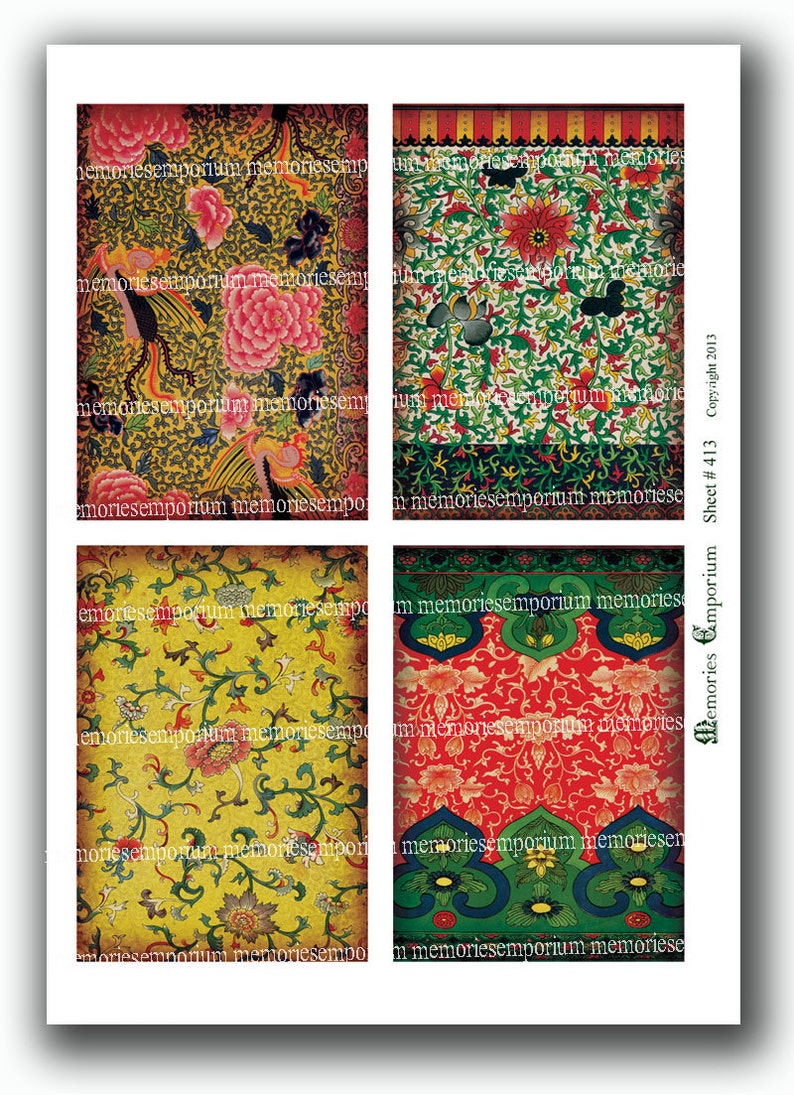 Chinese Patterns Digital Collage Sheet Chinois Asian Oriental Antique ...