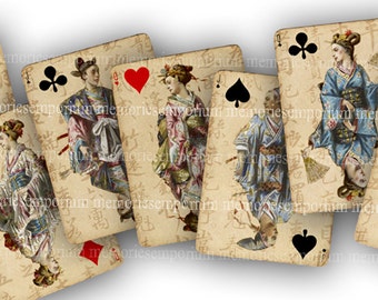 ヴィンテージ ジョーカー トランプ ロット – カラフルなハーレクイン