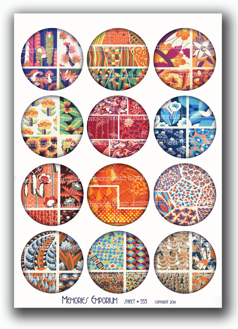 Download Deco Circles Digital Collage Sheet 2.5 Inch Circles Art ...