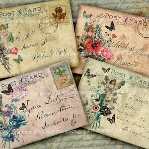 Cartes postales fée fantaisie fées Fairyland Antique fleur fées papillon ailes lettres timbres vieux façonné victorien pépinière 470