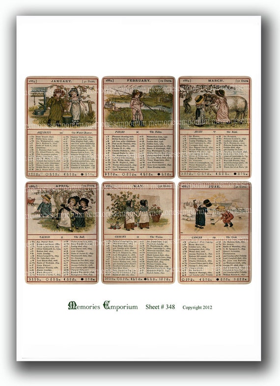 1884年　年鑑カレンダー　ケイト・グリーナウェイ　アンティーク　ヴィンテージ ケイト・グリーナウェイのカレンダー 1884年（3種）｜（株）臨川