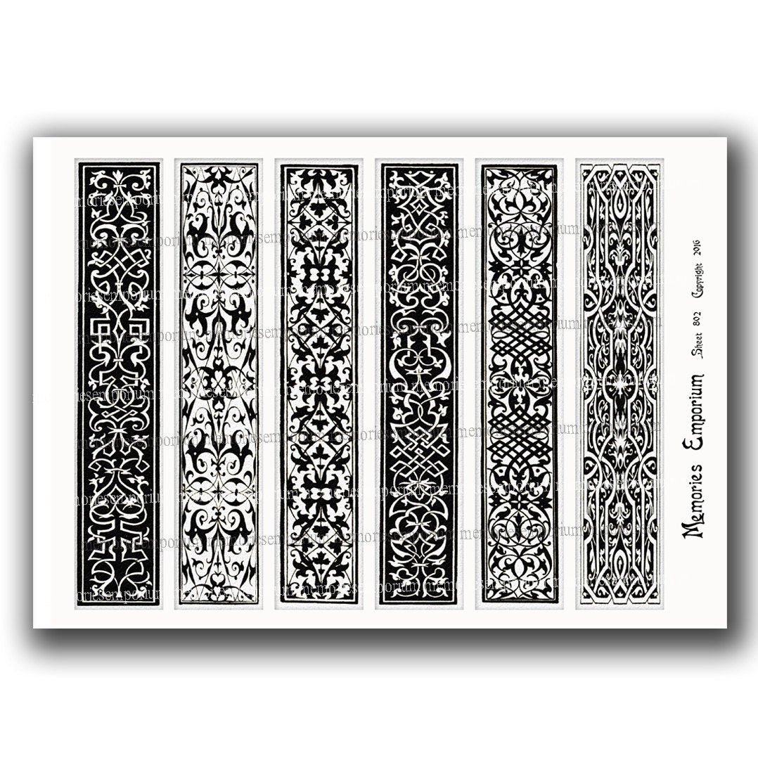Bookmarks Medieval Renaissance Digital Printable Download Black and ...