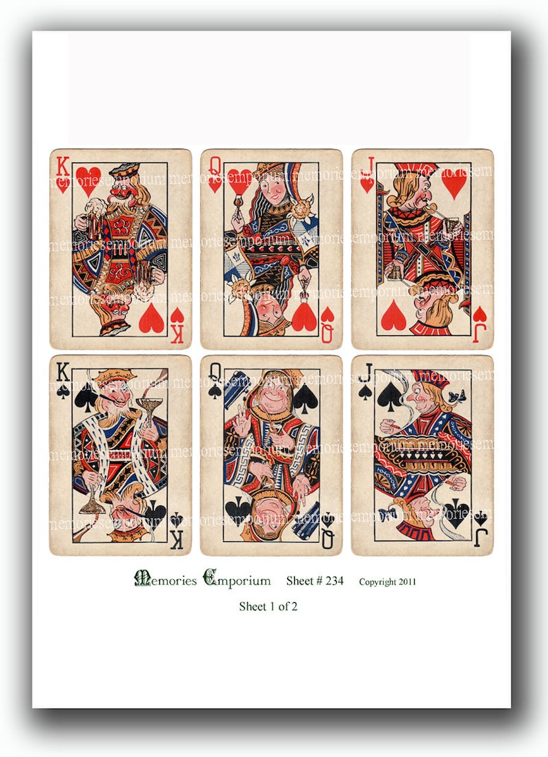 Funny Playing Cards Retro Royals Flushed Tipsy Fifties Etsy