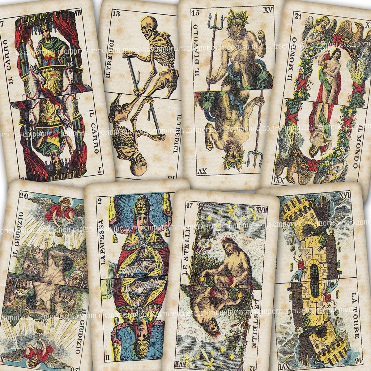 Tarot Download Full Deck 78 Cards Antique Italian Fortune Telling