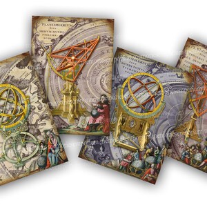 Astronomy Maps Star Charts Astronomical Instruments Heaven Celestial Sky Antique Postcards Digital Paper Collage Sheet Download Clipart 725