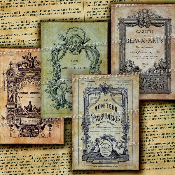 Antique French Magazines Newspapers Paris Periodicals Journals Shabby Chic Covers Decoupage Digital Collage Sheet Printable Download 404