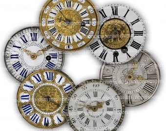 Uhr Gesicht Clipart schäbige schicke Antike Uhren Clipart Fob Decoupage Magnet zwei Zoll Kreise 2 Zeitmesser digitale Collage Blatt Download 250
