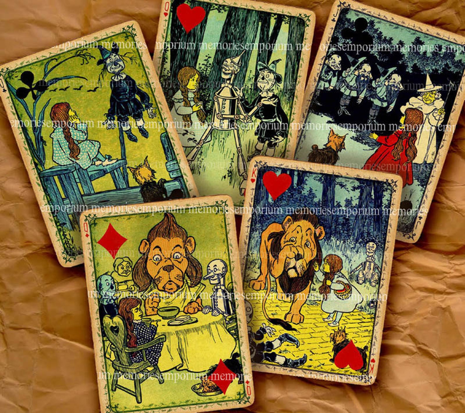 Wizard of Oz Playing Cards Gift Hang Swing Tags Collage Sheet Etsy