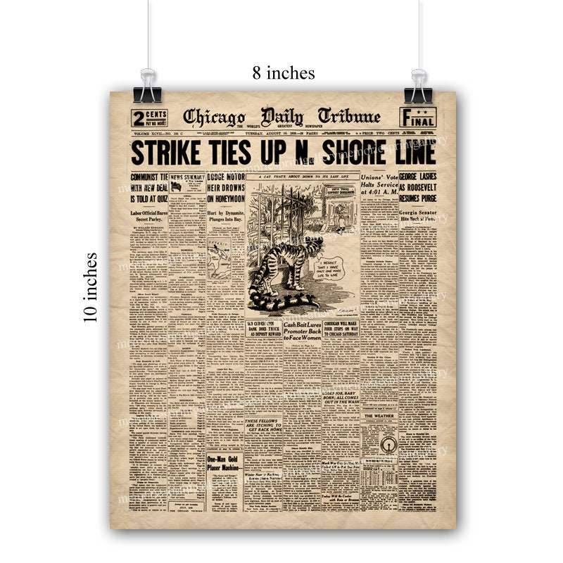 Old American Newspapers, Printable Paper Pack, Vintage US