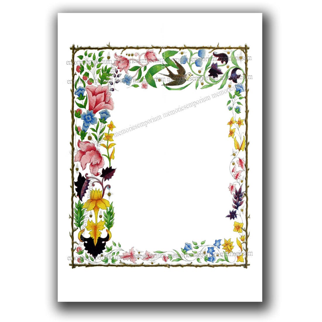 DIY Wedding Invitation Florentine Border Flower Page | Etsy