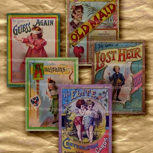 Spielkarte Salon Spiele Deckt ATC ACEO Kinder antike Salon Vintage Decoupage old boys Girls Kinder digitale Collage Blatt herunterladen 287